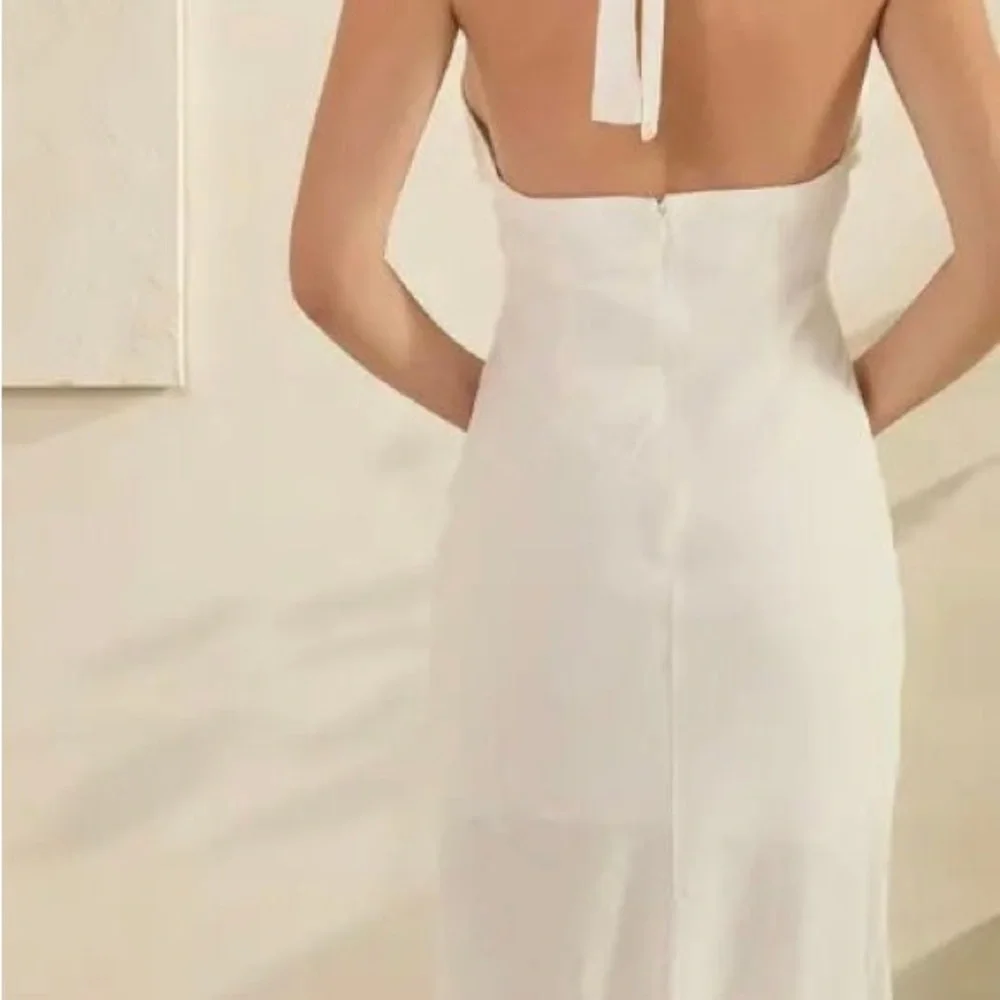 White Maxi Dress with Twisted Strap Detail - Picture 2 of 2